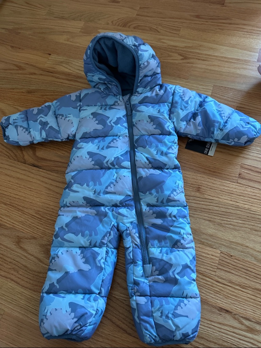 NEW 3-6m boys blue Camo snowsuit fleece lined hooded winter gear
